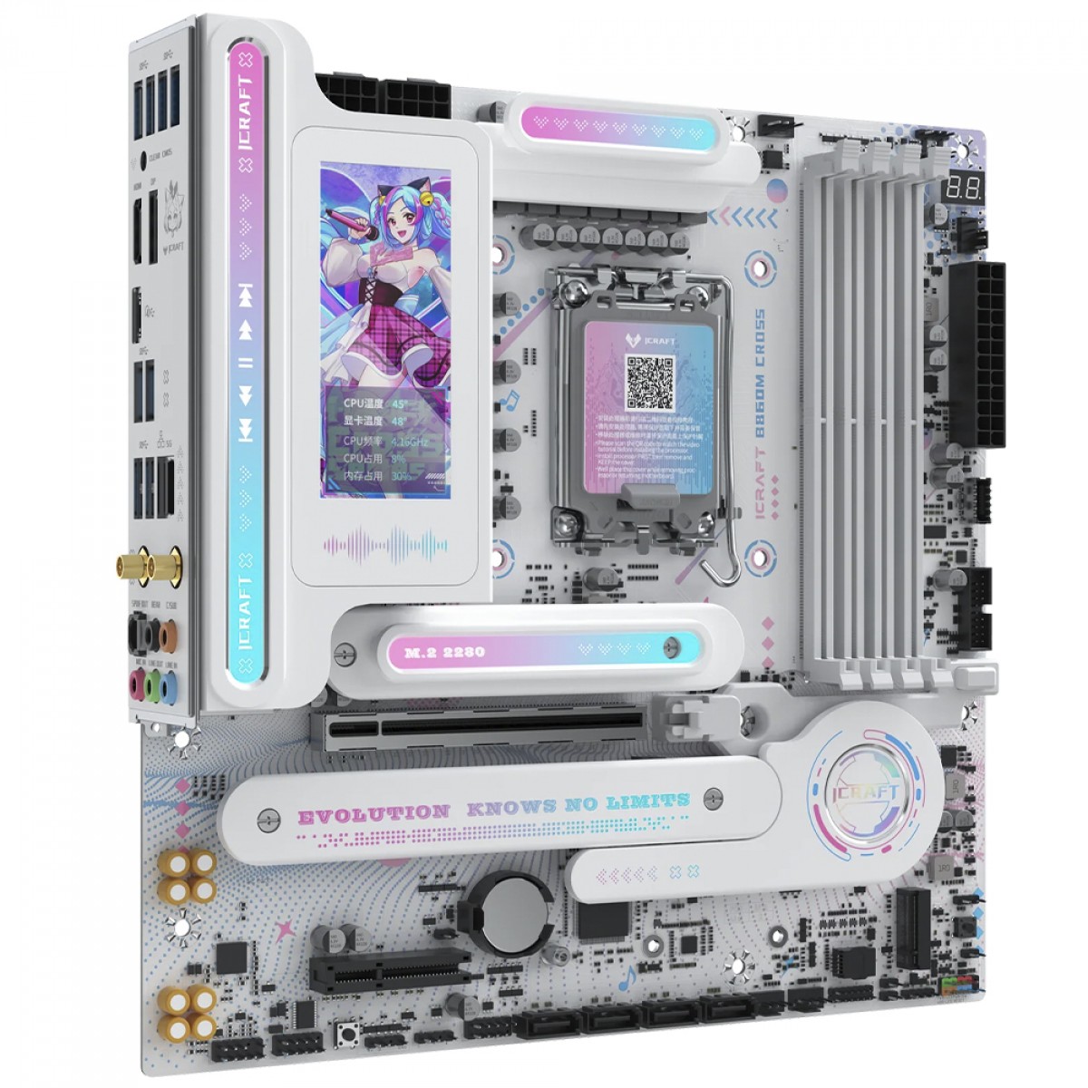 Placa Mãe Maxsun iCraft B860M Cross PRO, Chipset B860, Intel LGA 1851, mATX, DDR5, Branco