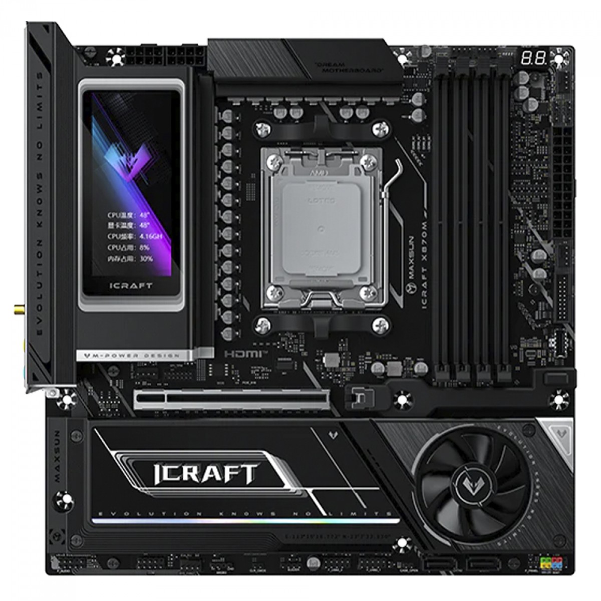 Placa Mãe Maxsun iCraft X870M, Chipset X870, AMD AM5, mATX, WiFi, DDR5
