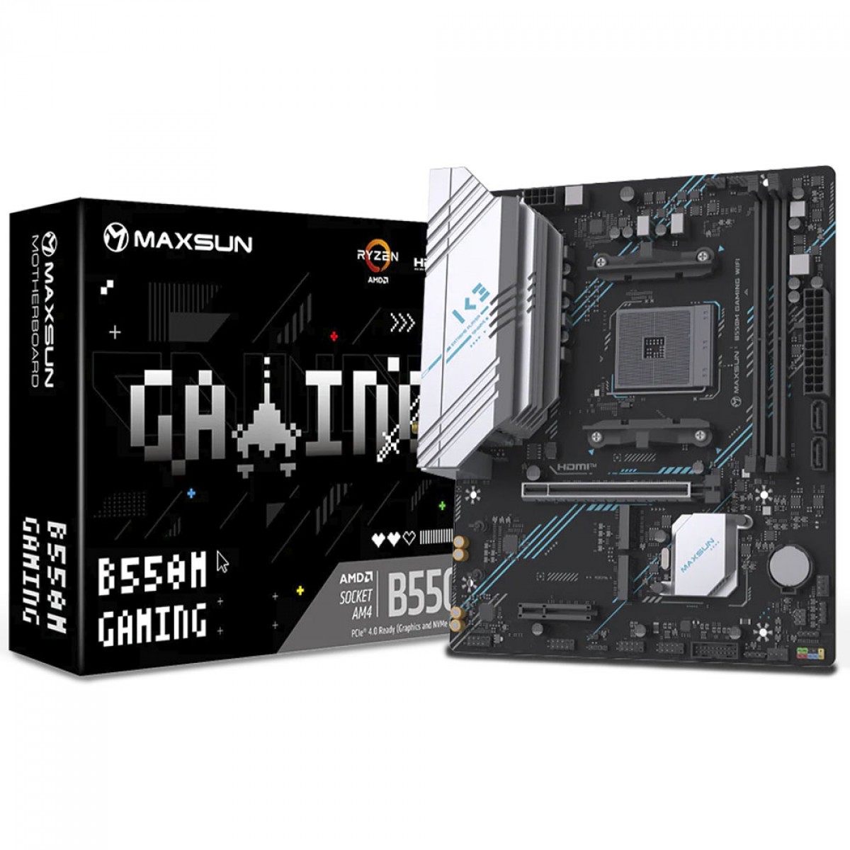 Placa Mãe MAXSUN MS-B550M Gaming WIFI, Chipset B550, AMD AM4, mATX, DDR4
