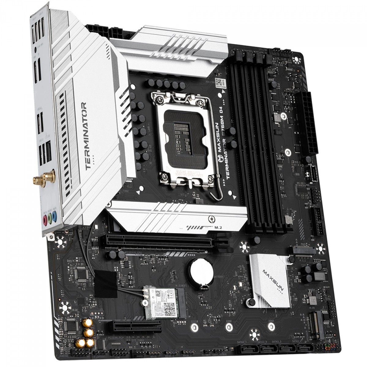 Placa Mãe Maxsun Terminator B760M D4 WiFi 6E V2, Chipset B760, Intel LGA 1700, mATX, DDR4