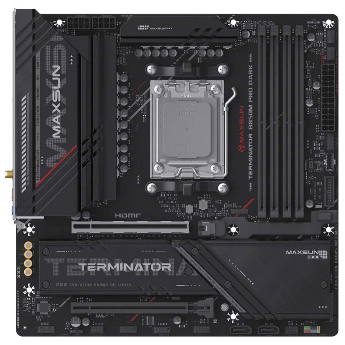 Placa Mãe Maxsun Terminator B850M Dark WiFi, Chipset B850, AMD AM5, mATX, DDR5