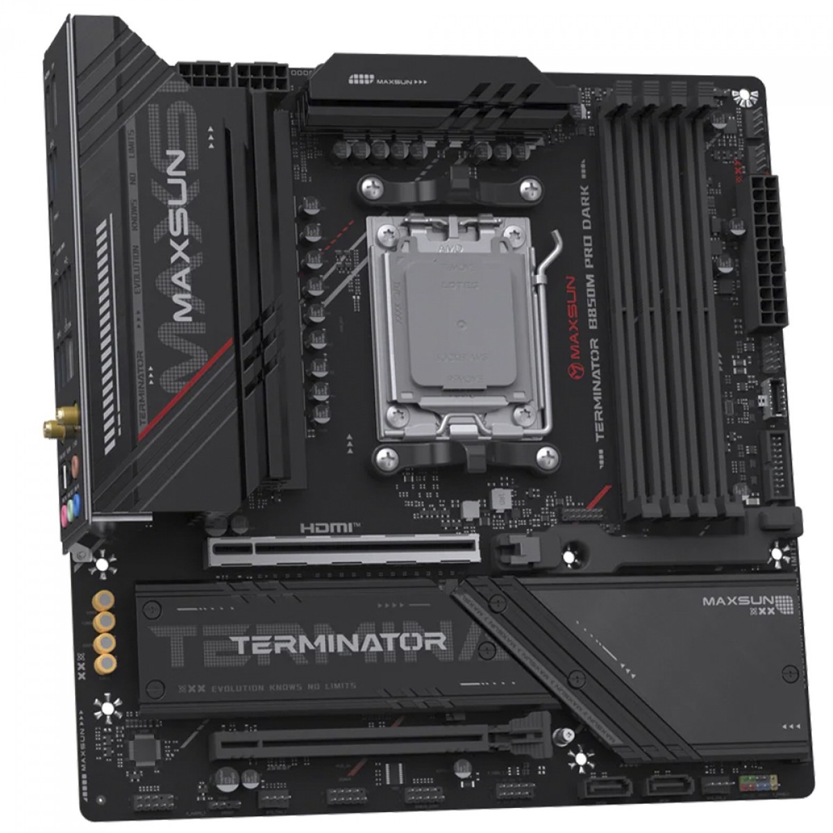 Placa Mãe Maxsun Terminator B850M Dark WiFi, Chipset B850, AMD AM5, mATX, DDR5