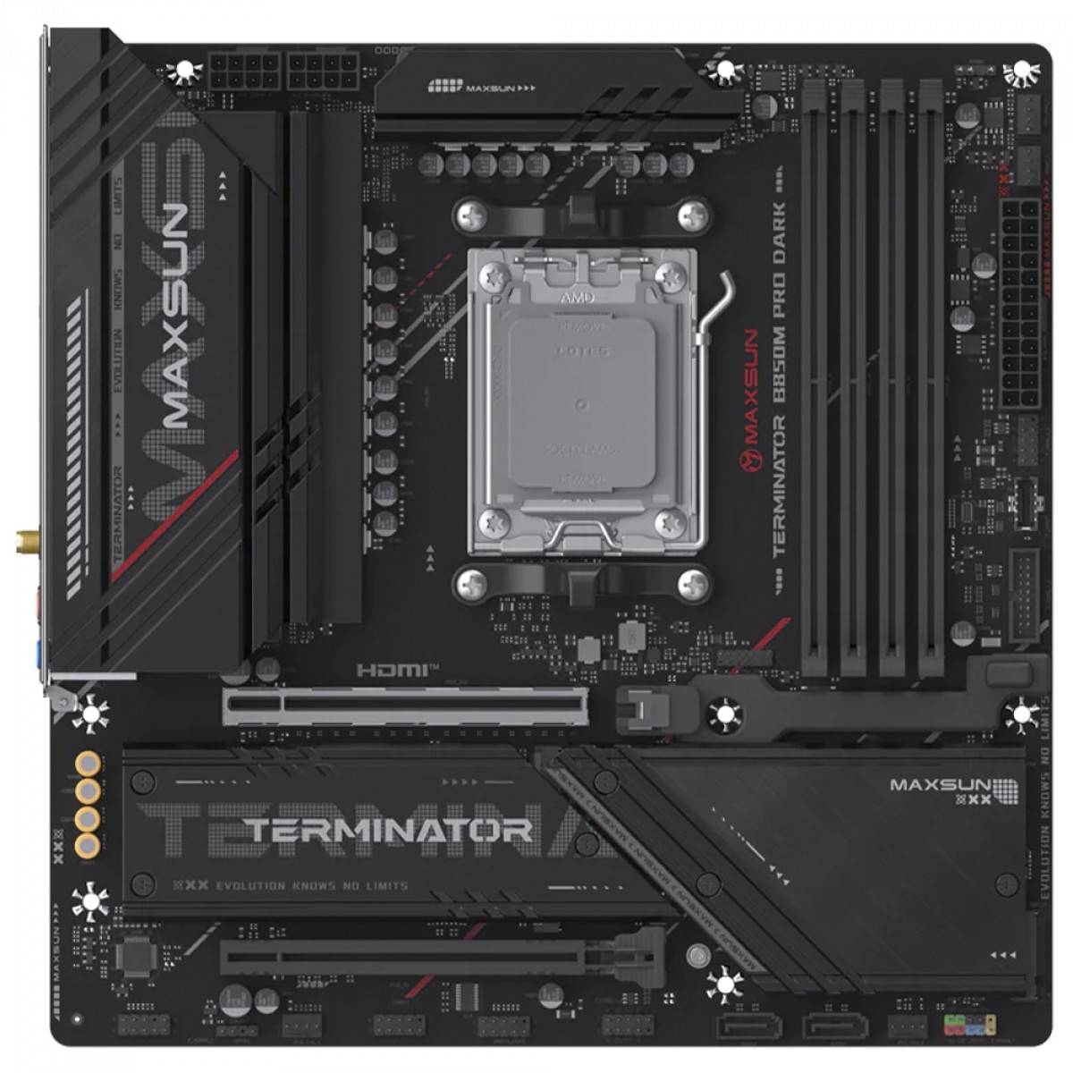 Placa Mãe Maxsun Terminator B850M Pro Dark WiFi, Chipset B850, AMD AM5, mATX, DDR5