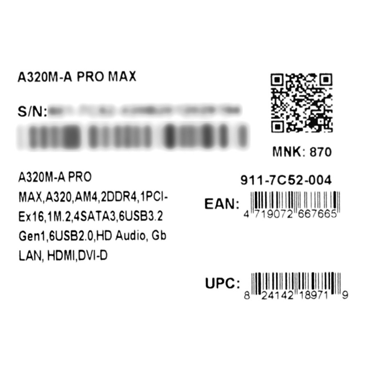 Placa Mãe MSI A320M-A PRO MAX, Chipset A320M, AMD AM4 RYZEN, mATX, DDR4 - Open Box