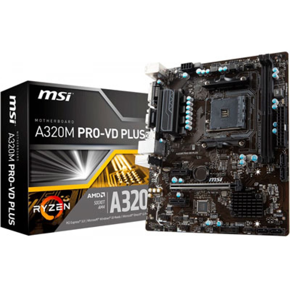 Placa Mãe MSI A320M PRO-VD PLUS, Chipset A320, AMD AM4, mATX, DDR4