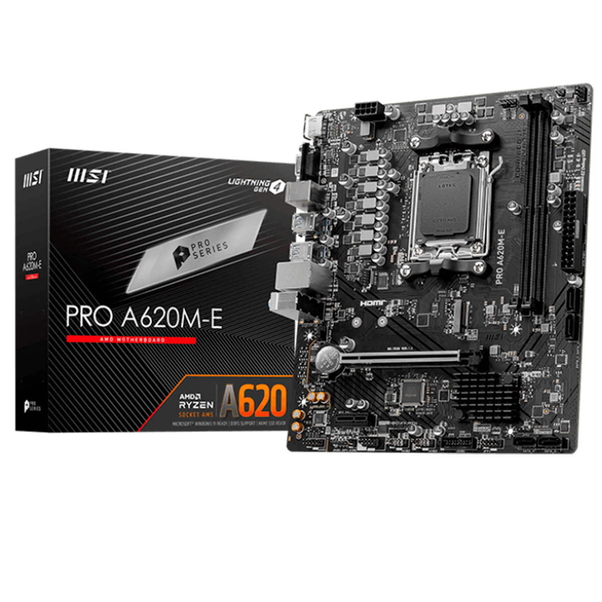 Placa Mãe MSI PRO A620M-E, Chipset A620, AMD AM5, MATX, DDR5, 911-7E28-001