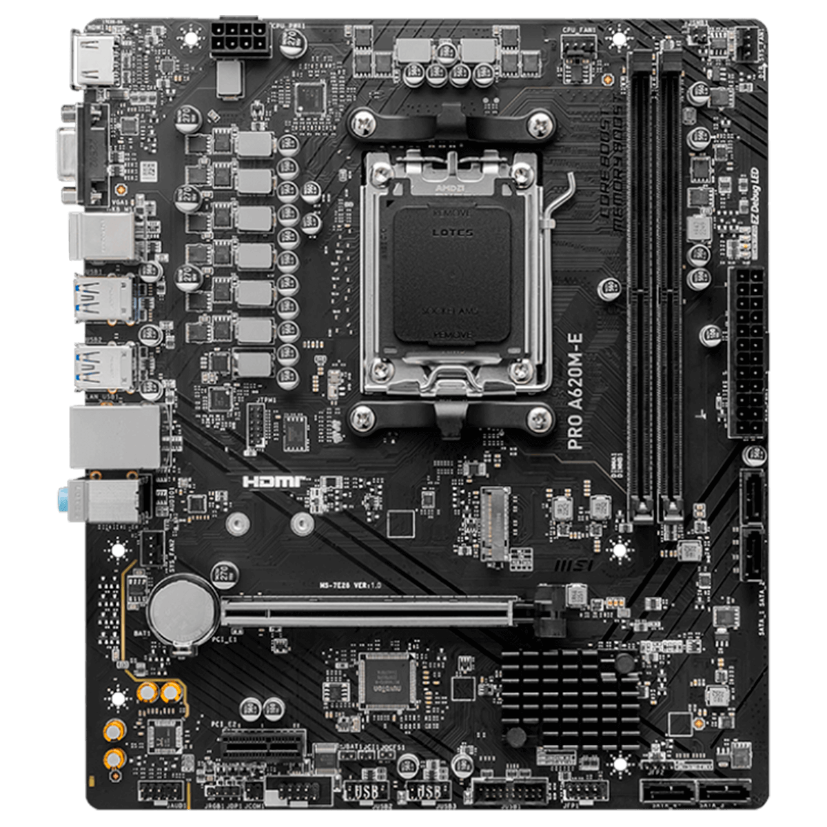 Placa Mãe MSI PRO A620M-E, Chipset A620, AMD AM5, MATX, DDR5, 911-7E28-001