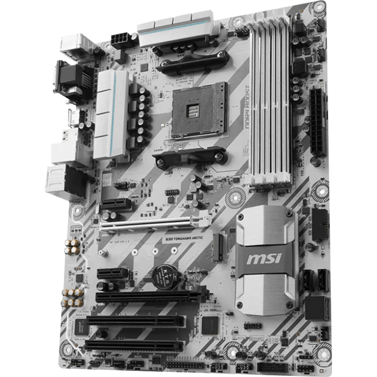 Placa Mãe MSI B350 Tomahawk Arctic, Chipset B350, AMD AM4, ATX, DDR4