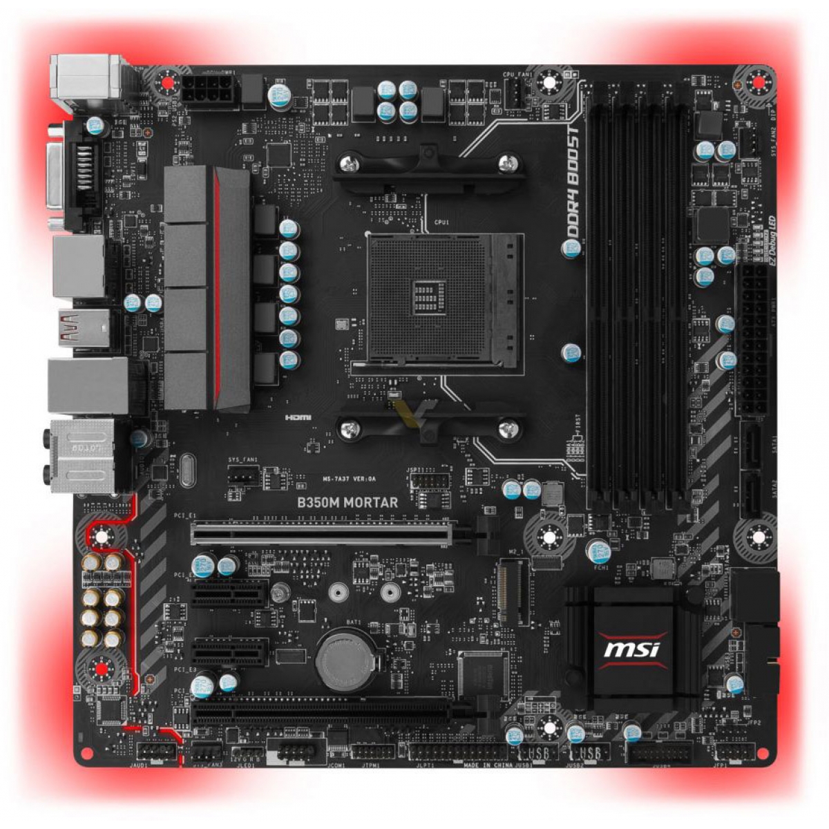 Placa Mãe MSI B350M Mortar, Chipset, B350, AMD AM4, mATX, DDR4