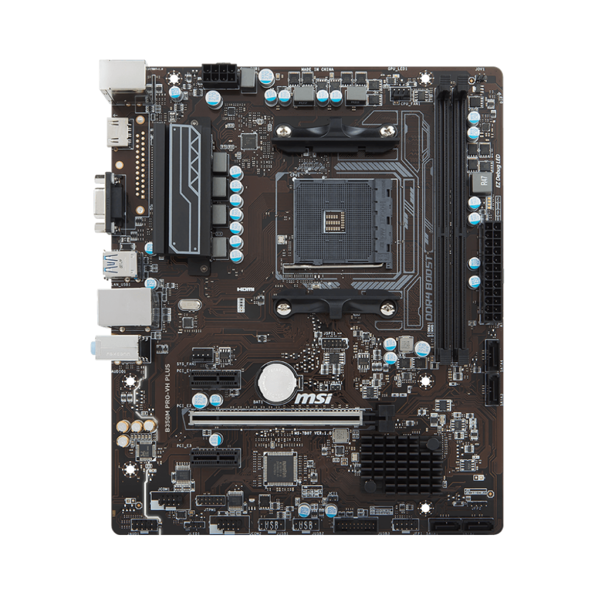 Placa Mãe MSI B350M PRO-VH PLUS, Chipset B350, AMD AM4, ATX, DDR4