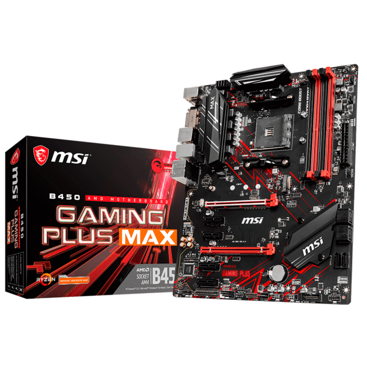 Placa Mãe MSI B450 Gaming Plus MAX, Chipset B450, AMD AM4 RYZEN, ATX, DDR4
