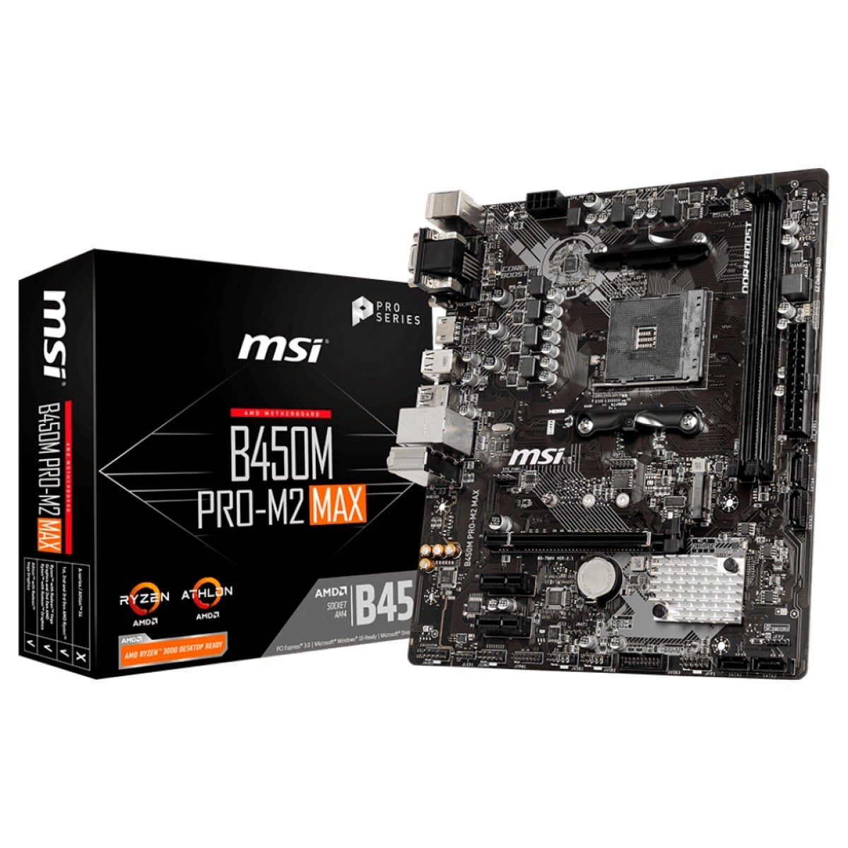 Placa Mãe MSI B450M PRO-M2 MAX, Chipset B450, AMD AM4, mATX, DDR4, B450M Pro-M2 Max - IMP