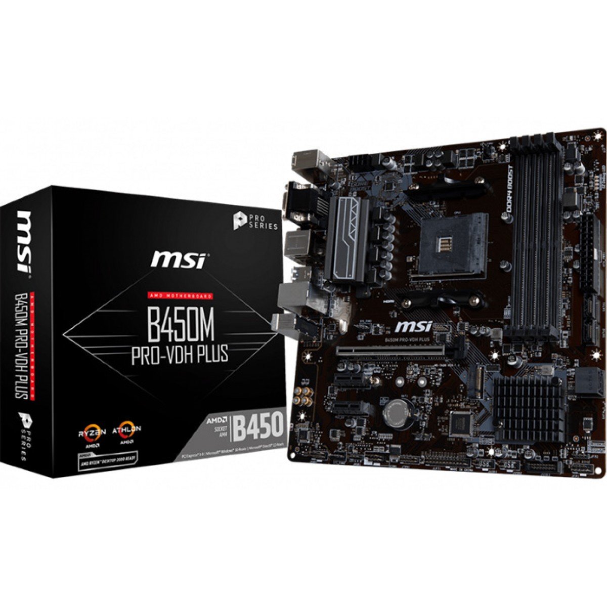 Placa Mãe MSI B450M PRO-VDH PLUS, Chipset B450, AMD AM4, mATX, DDR4