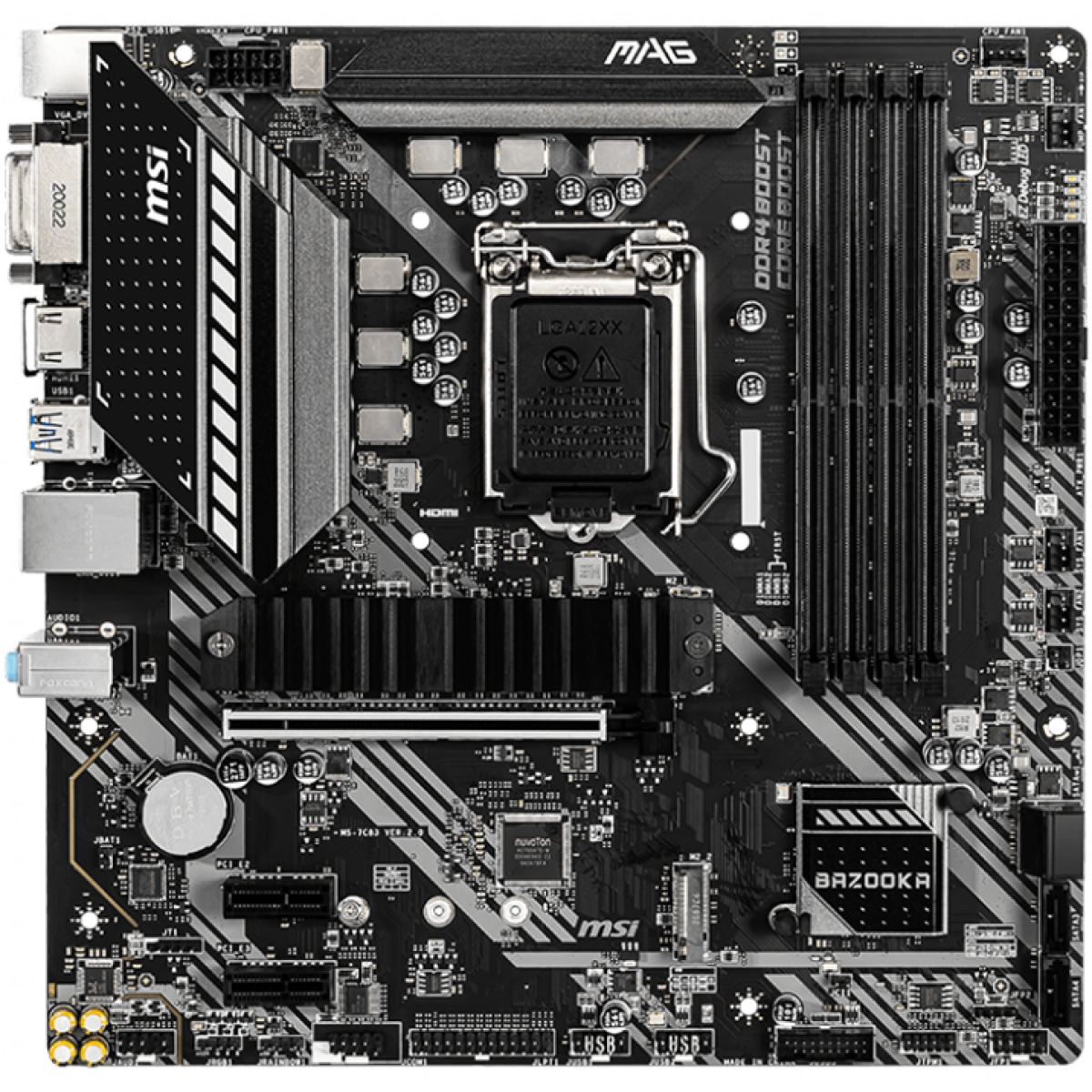Placa Mãe MSI B460M BAZOOKA, Chipset B460M, INTEL LGA 1200, mATX, DDR4