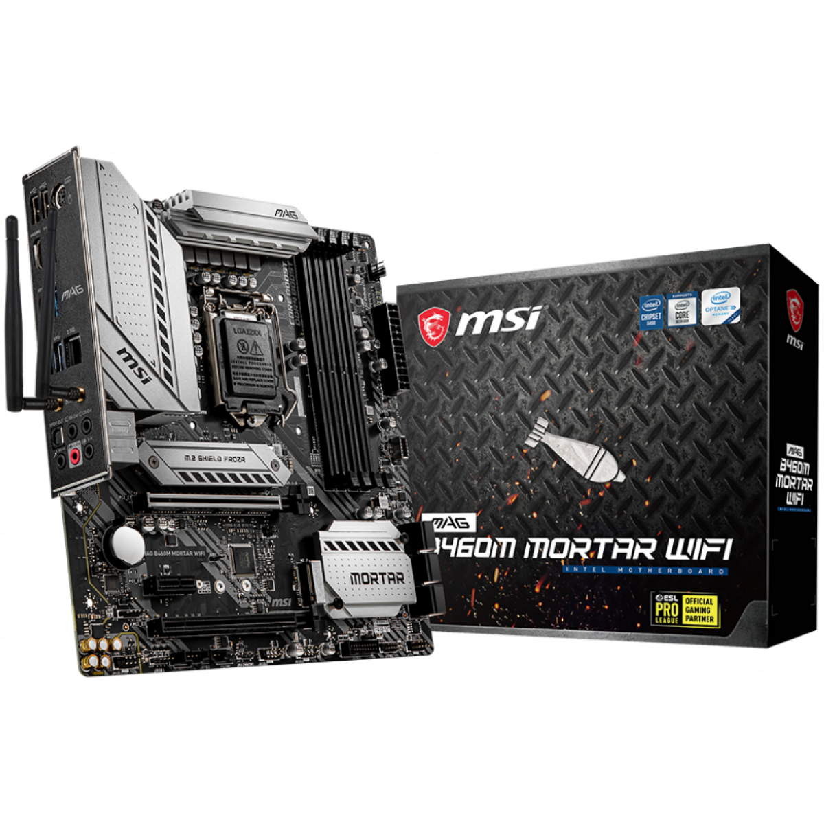 Placa Mãe MSI MAG B460M Mortar WIFI, Chipset B460, INTEL LGA 1200, mATX, DDR4