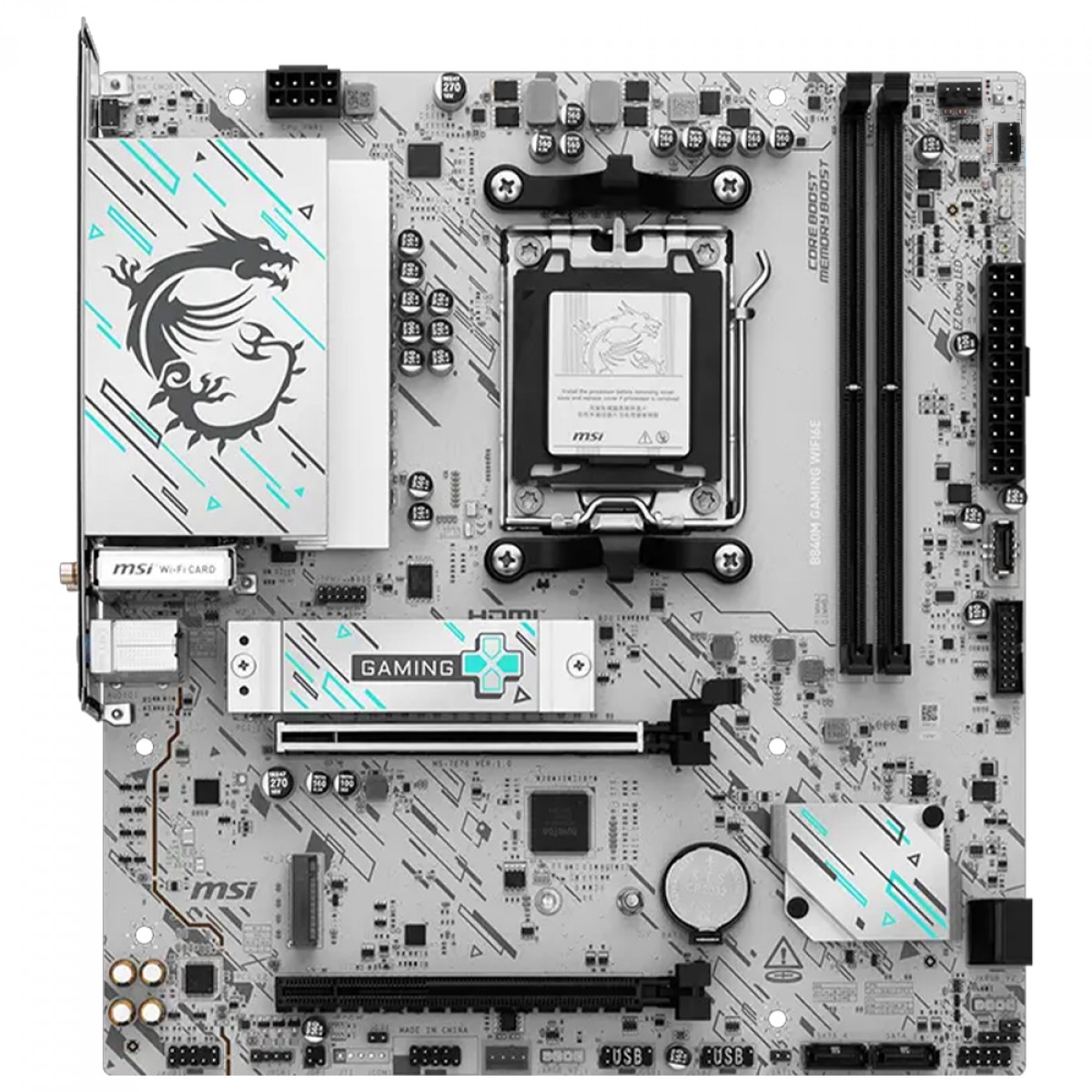 Placa Mãe MSI B840M Gaming WiFi6E, Chipset B840, AMD AM5, mATX, DDR5
