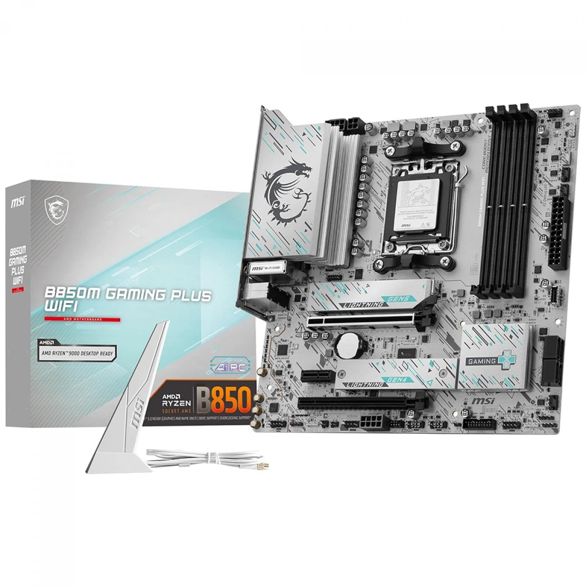 Placa Mãe MSI B850M Gaming PLUS WIFI, Chipset B850, AMD AM5, mATX, DDR5