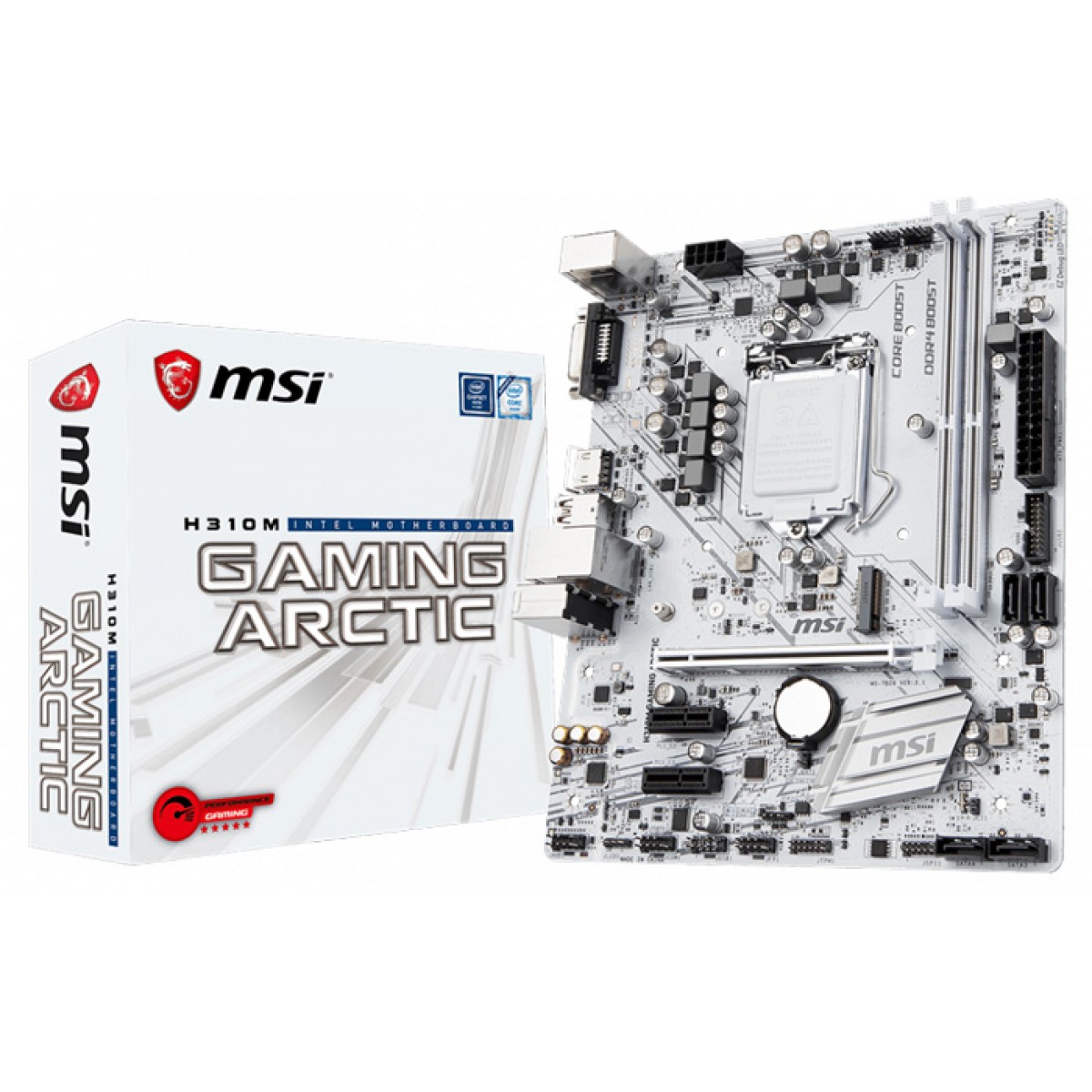 Placa Mãe MSI H310M Gaming Arctic, Chipset H310, Intel LGA 1151, mATX, DDR4