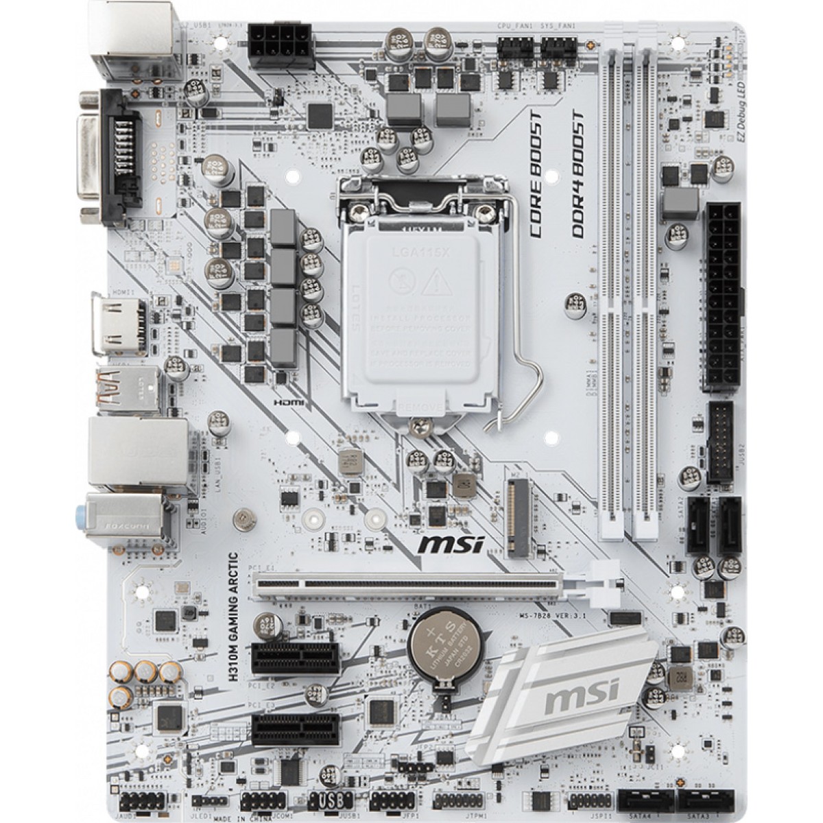 Placa Mãe MSI H310M Gaming Arctic, Chipset H310, Intel LGA 1151, mATX, DDR4