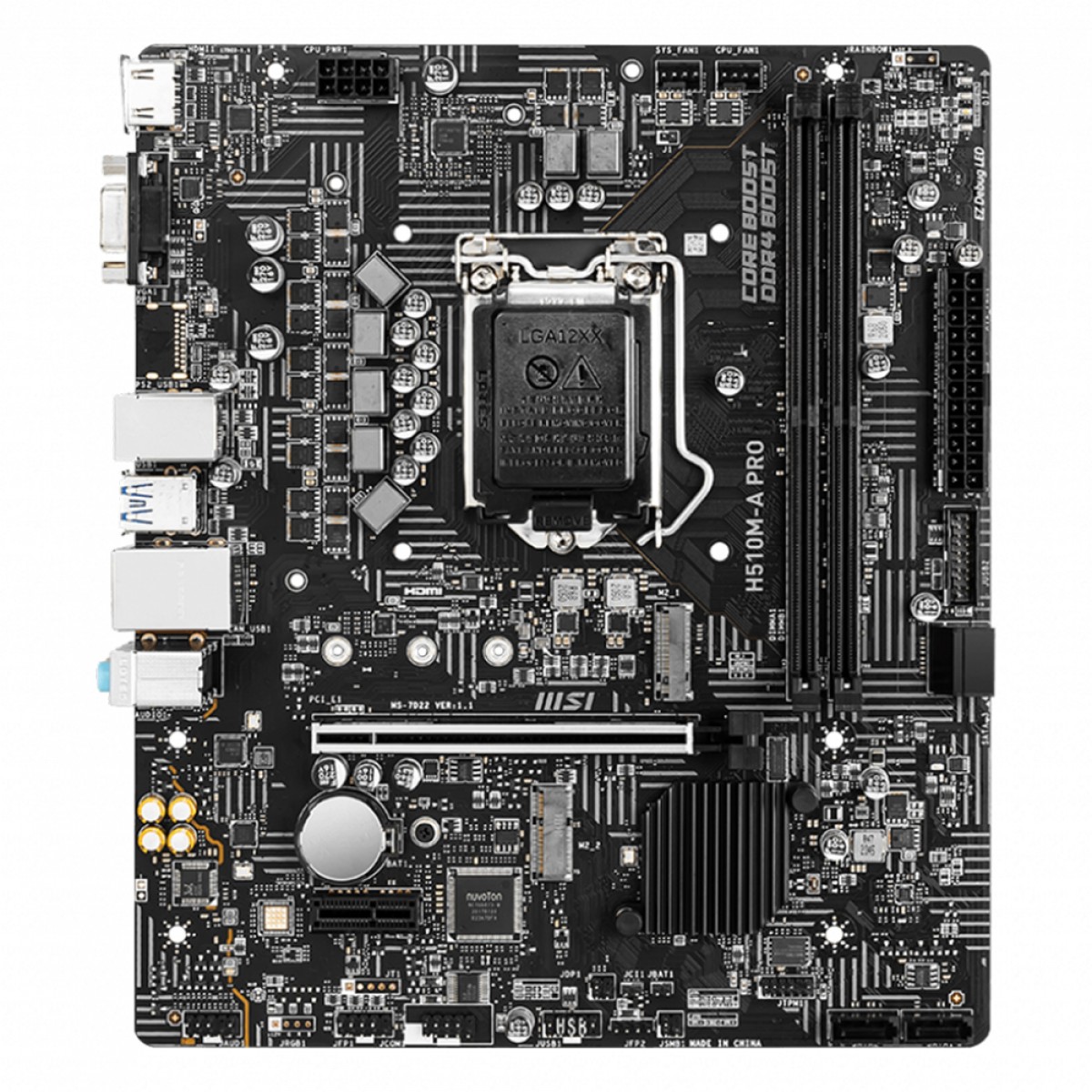Placa Mãe MSI H510M-A PRO, Chipset H510, intel LGA 1200 M-ATX, DDR4, 911-7D22-050
