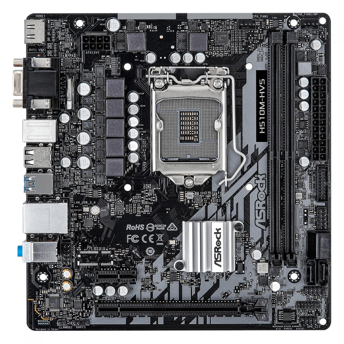 Placa Mãe ASRock H510M-HVS, Chipset Intel H510, LGA 1200, mATX, DDR4, 90-MXBG30-A0BAYZ