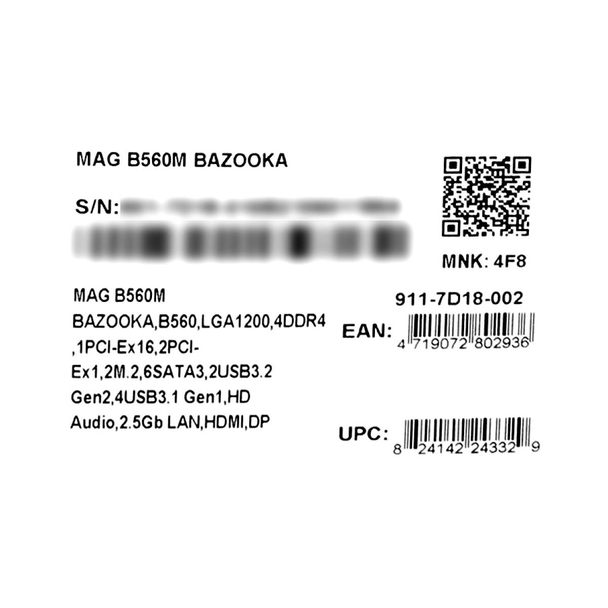 Placa Mãe MSI MAG B560M Bazooka, Chipset B560, Intel LGA 1200, Micro ATX, DDR4, 911-7D18-002