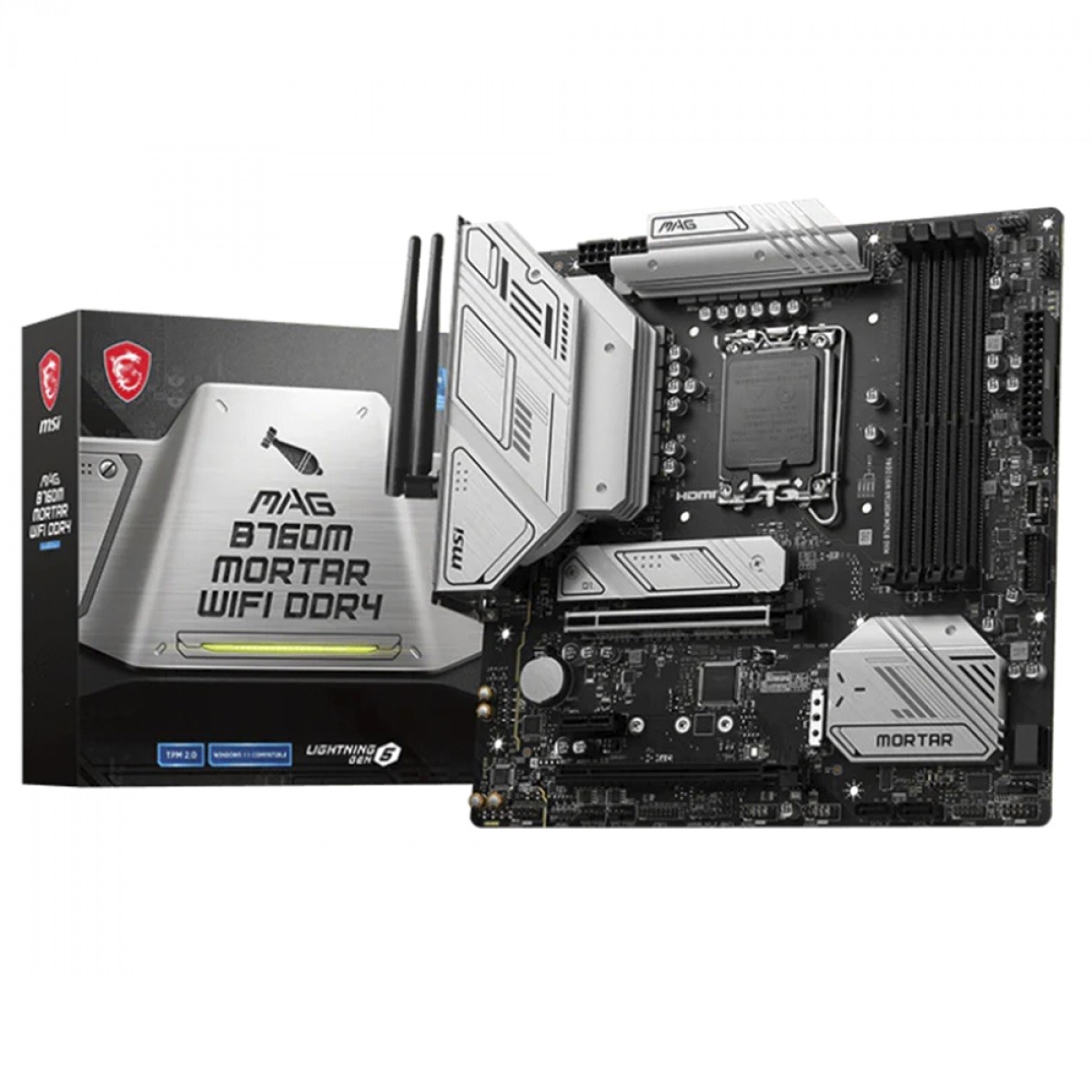Placa Mãe MSI MAG B760M Mortar Wi-Fi, Chipset B760, Intel LGA 1700, MATX, DDR4, 911-7E01-008