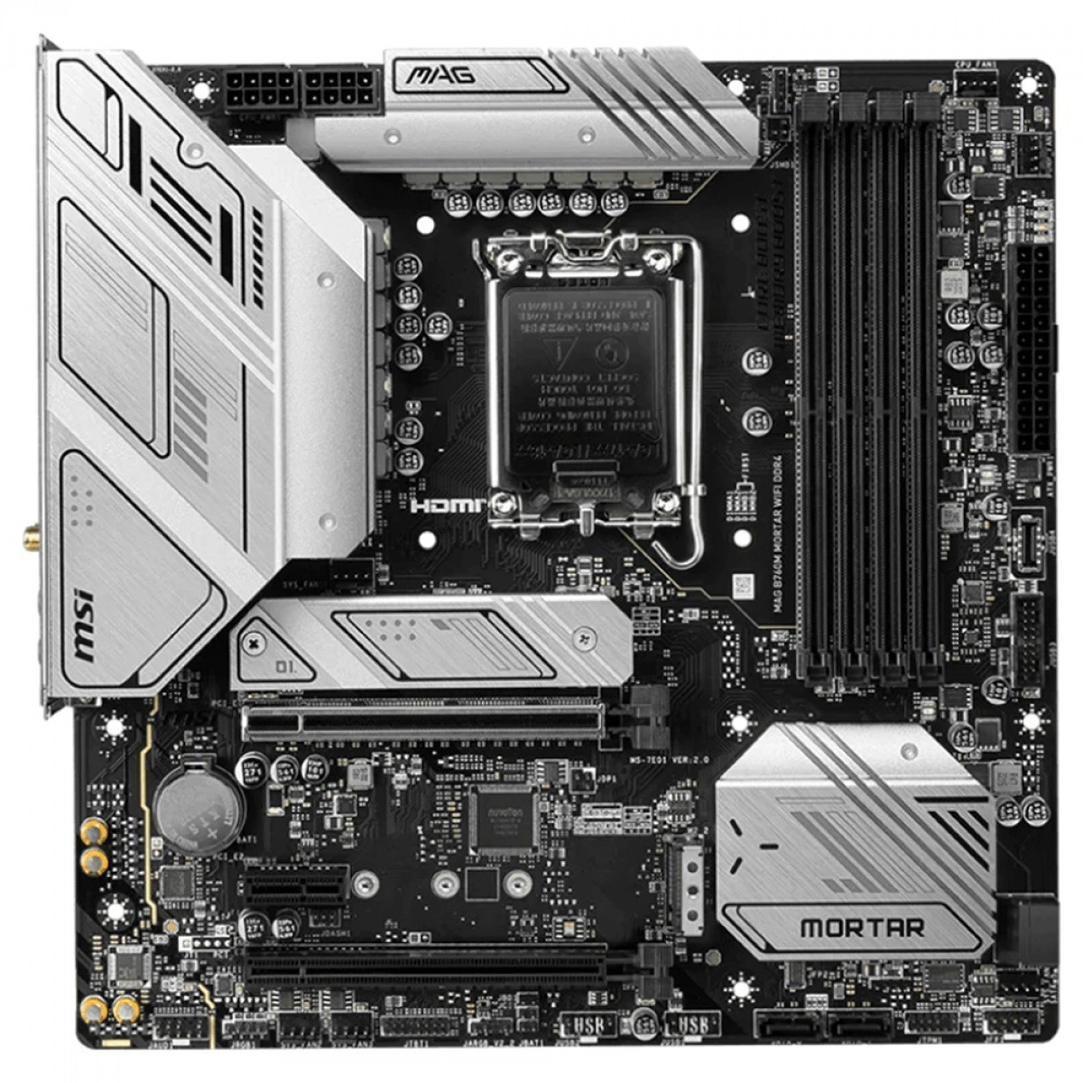 新品 MSI MAG B760M MORTAR WIFI II Placa Mãe MSI MAG B760M Mortar Wi-Fi, Chipset B760, Intel LGA 1700