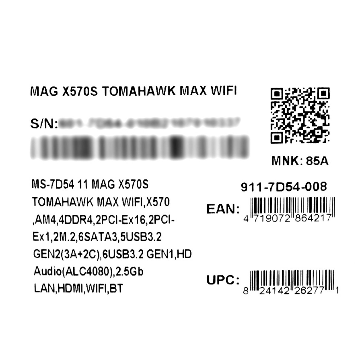 Placa Mãe MSI MAG X570S Tomahawk Max Wifi, Chipset X570, AMD AM4, ATX, DDR4, 911-7D54-008