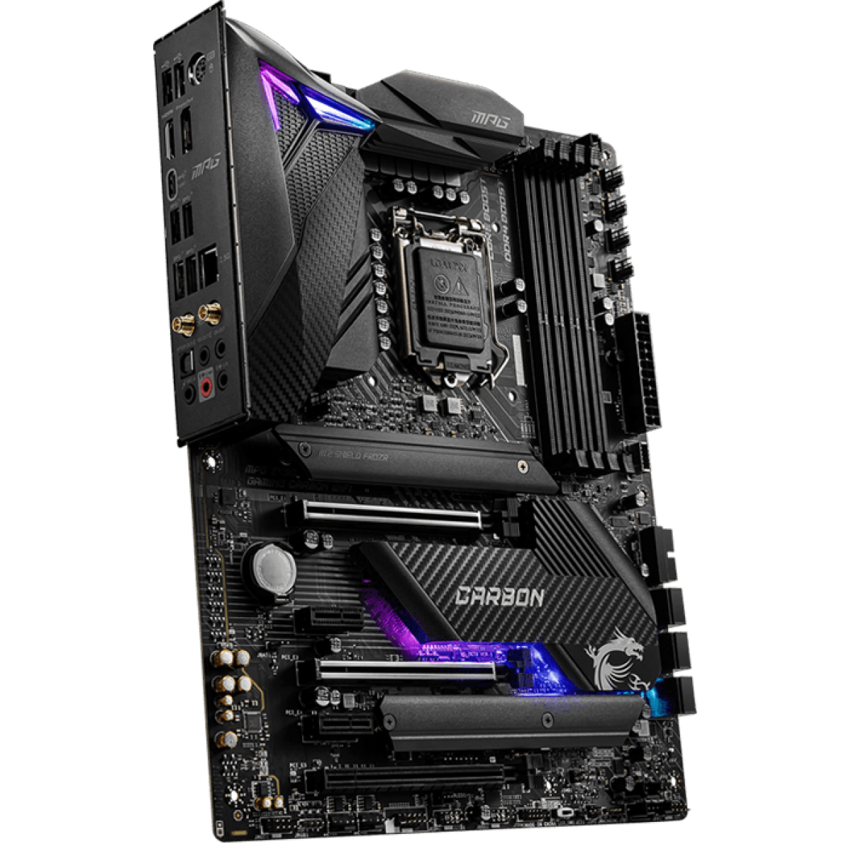 Placa Mãe MSI, MPG Z490 Gaming Carbon WIFI, Chipset Z490, Intel LGA1200, ATX, DDR4
