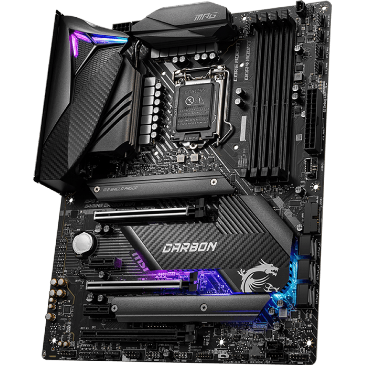 Placa Mãe MSI, MPG Z490 Gaming Carbon WIFI, Chipset Z490, Intel LGA1200, ATX, DDR4