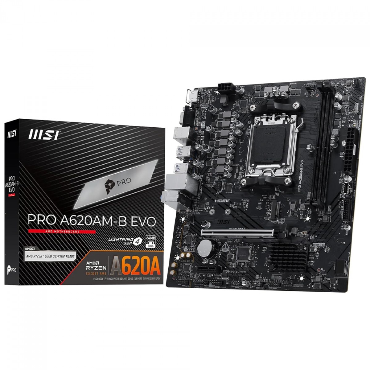 PRO A620M-B EVO マザーボード Placa Mãe MSI PRO A620AM-B EVO, Chipset A620A, AMD AM5, mATX, DDR5