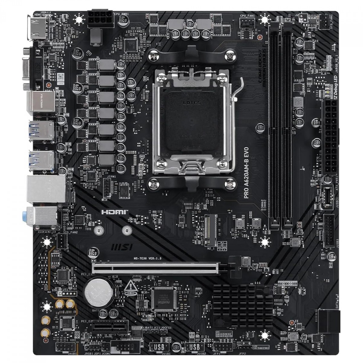 Placa Mãe MSI PRO A620AM-B EVO, Chipset A620A, AMD AM5, mATX, DDR5, PRO-A620AM-B-EVO