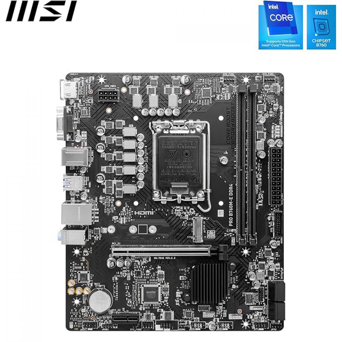 Placa Mãe MSI PRO B760M-E DDR4, Chipset B760, Intel LGA 1700, MATX