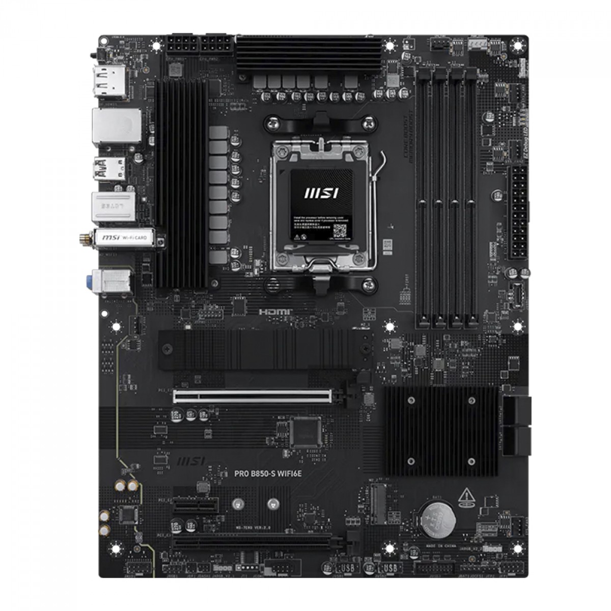 Placa Mãe MSI PRO B850-S WIFI6E, Chipset B850, AMD AM5, ATX, DDR5