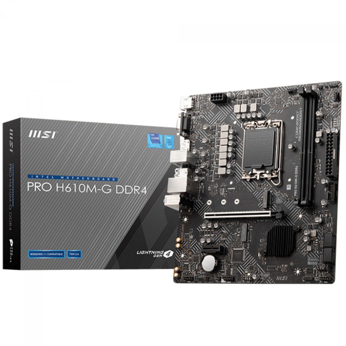 Placa Mãe MSI PRO H610M-G DDR4, Chipset H610, Intel LGA 1700, M-ATX, 911-7D46-097