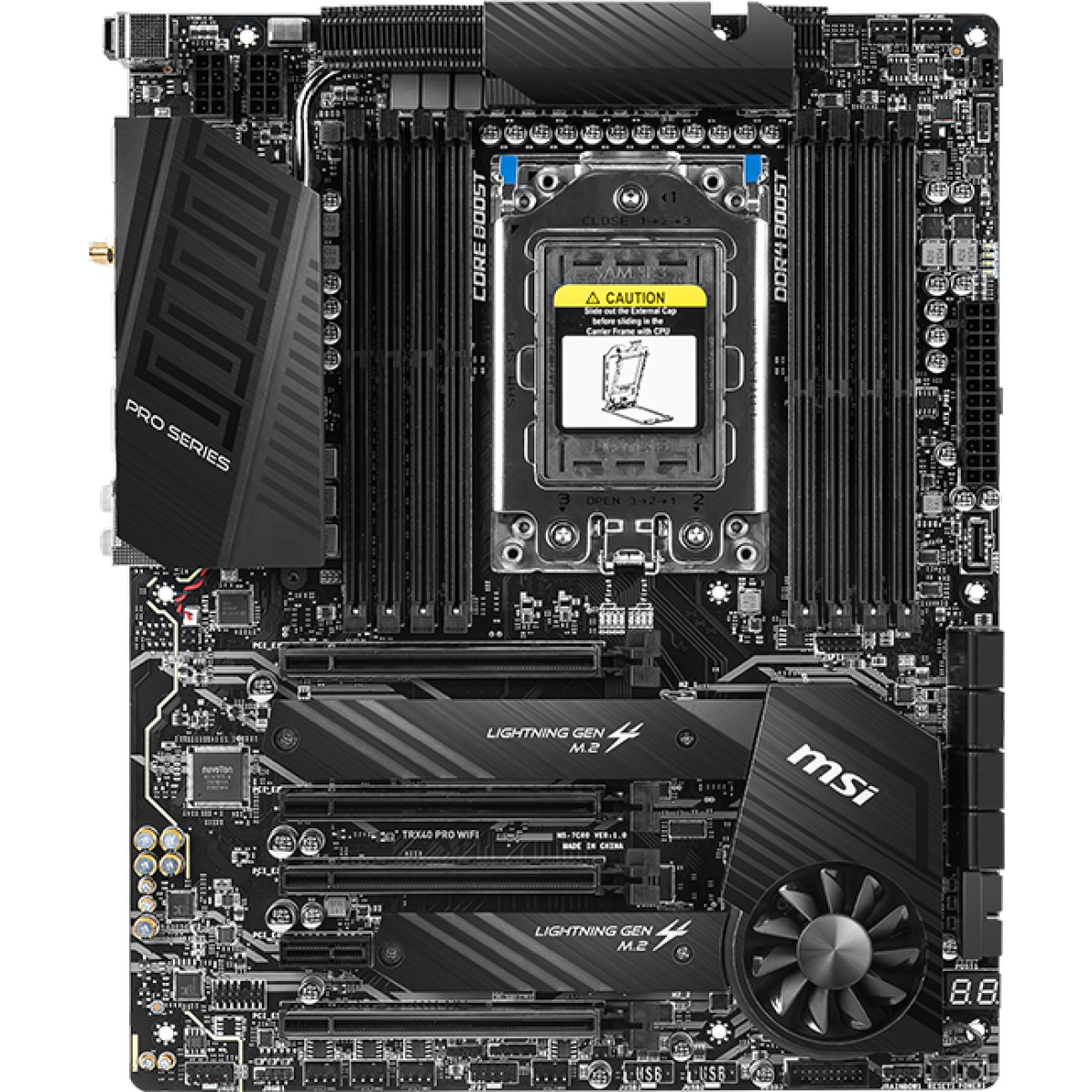 Placa Mãe MSI TRX40 PRO Wifi, Chipset TRX40, Wi-Fi, AMD TRX4, ATX, DDR4