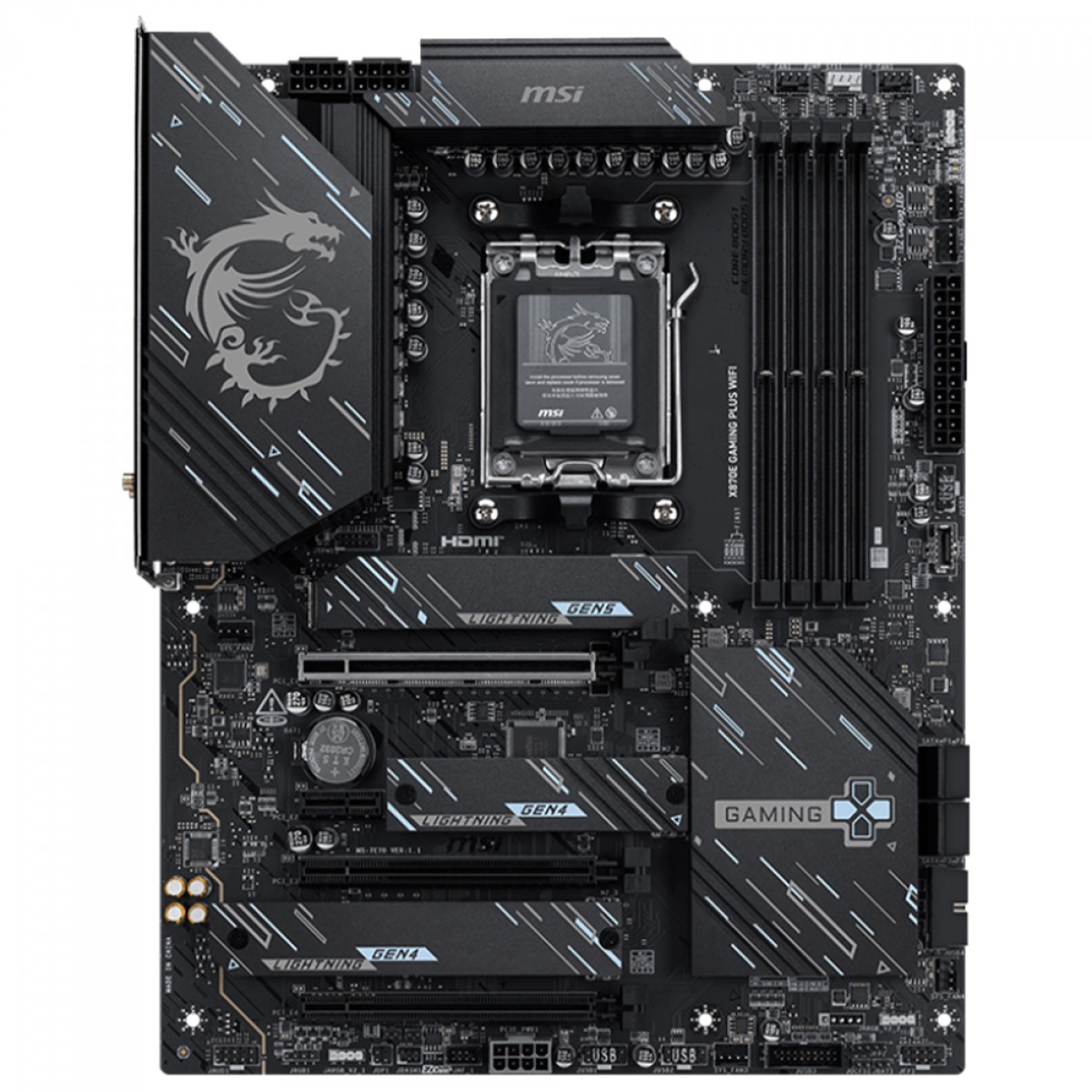 Placa Mãe MSI X870E Gaming PLUS WIFI, Chipset X870E, AMD AM5, ATX, DDR5