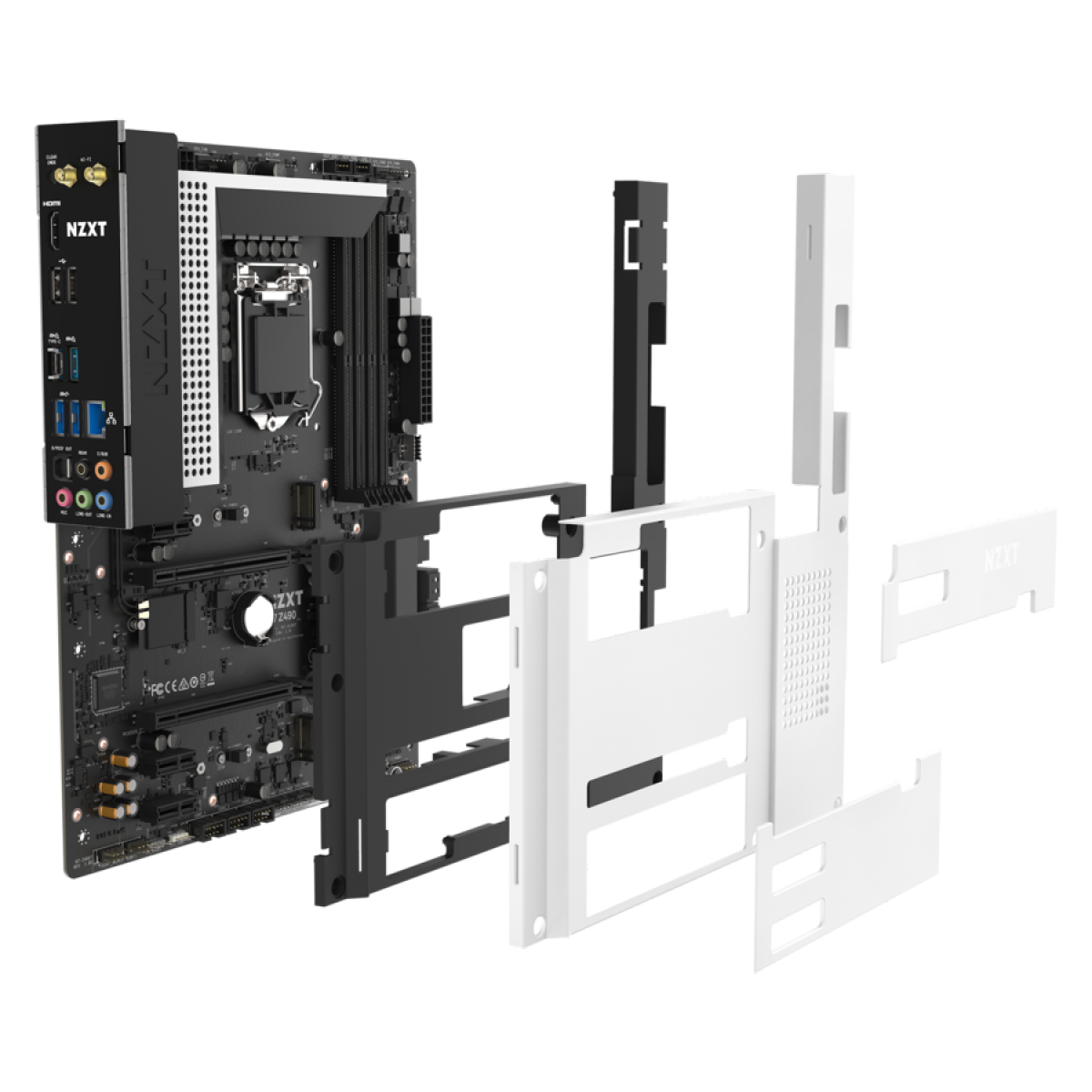 Placa Mãe NZXT N7 Z490, Chipset Z490, Intel LGA 1200, ATX, DDR4, White, N7-Z49XT-W1