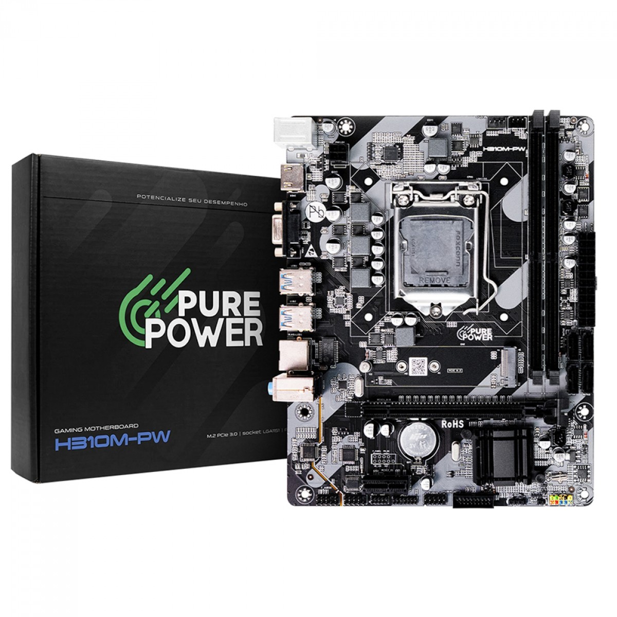 Placa Mãe Pure Power H310M-PW, Chipset H310, Intel LGA 1151, M-ATX, DDR4, PP-MB-I310MD4
