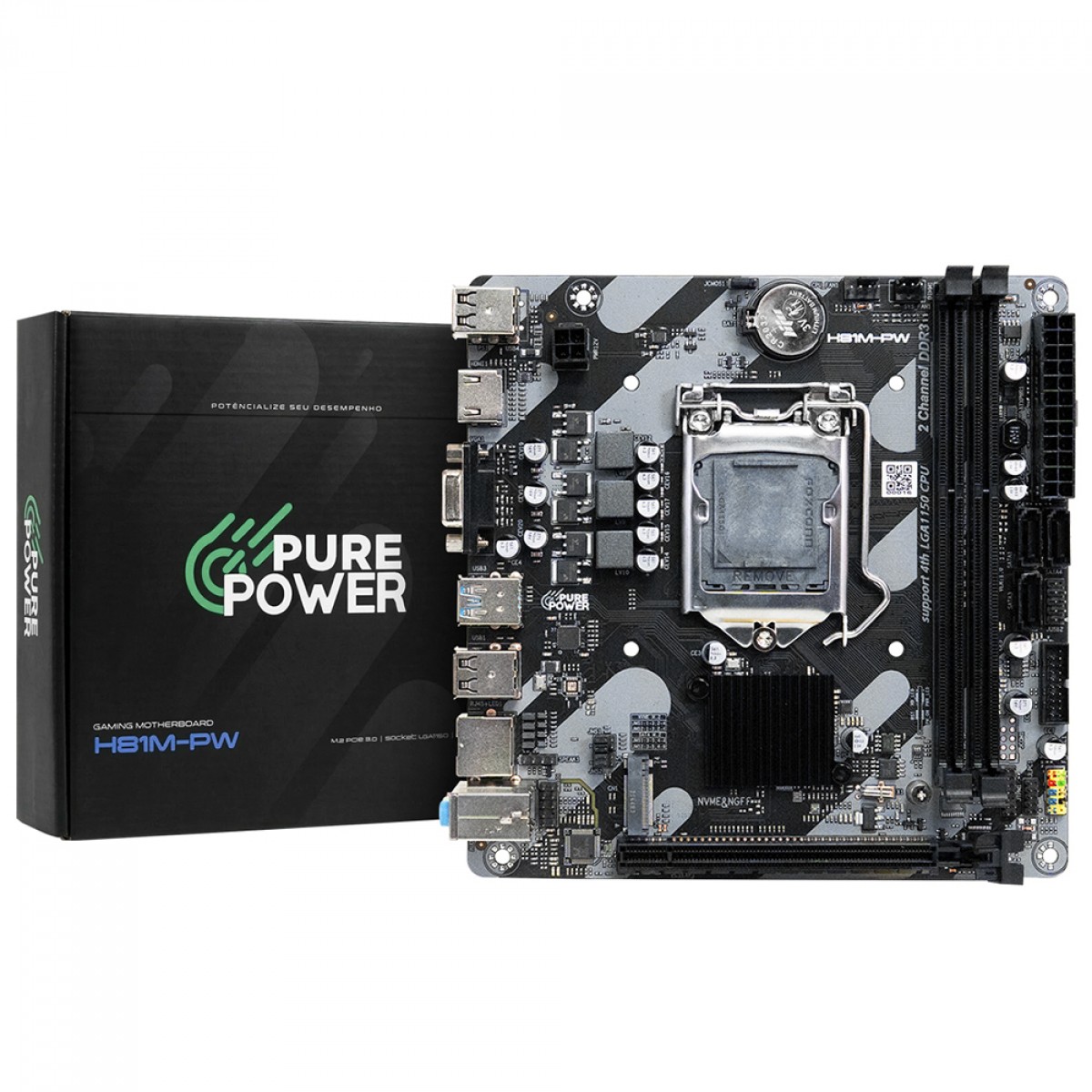 Placa Mãe Pure Power H81M-PW, Chipset H81, Intel LGA 1150, M-ITX, DDR3, PP-MB-I81MD4