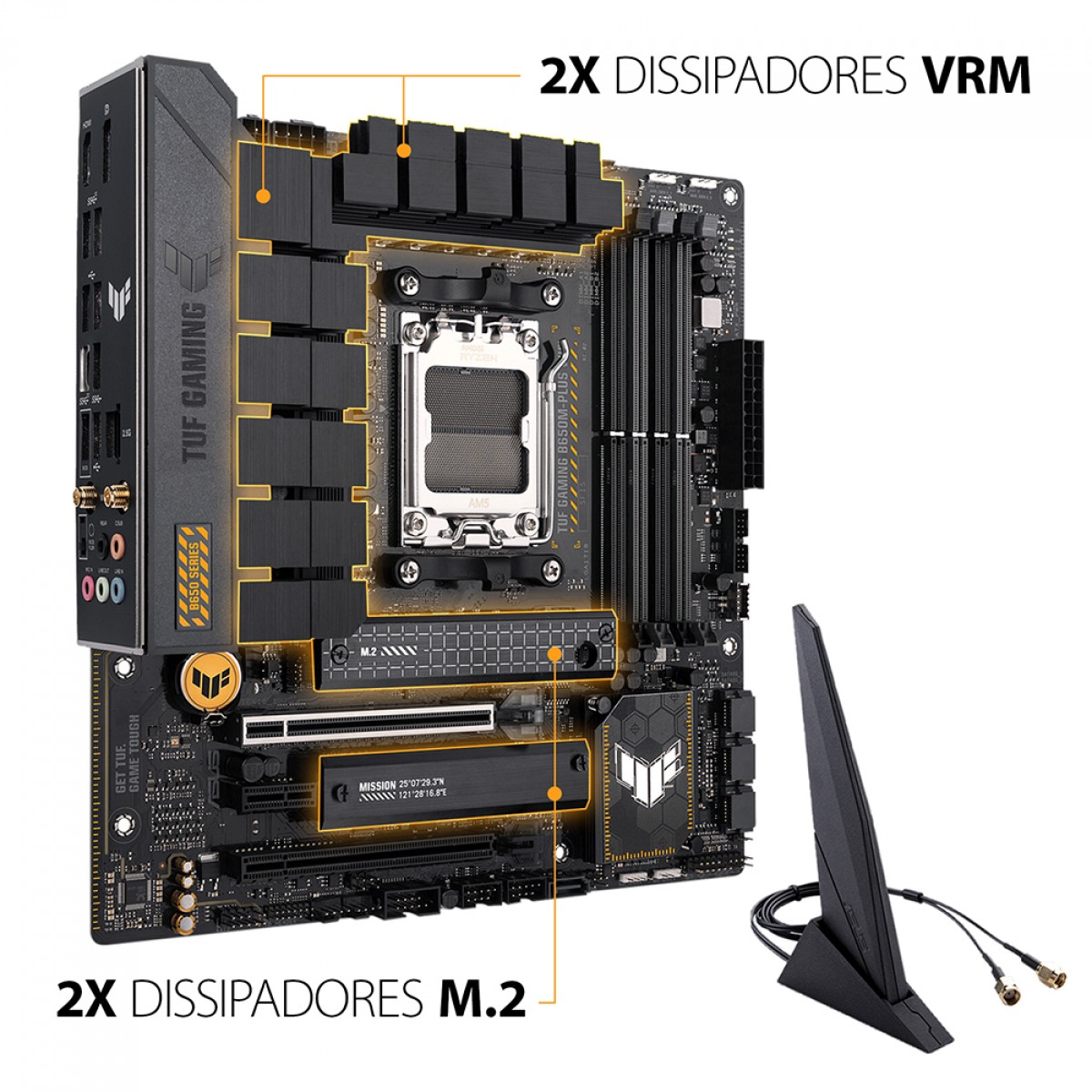 Placa Mãe Asus TUF Gaming B650M-PLUS WIFI, Chipset B650, AMD AM5