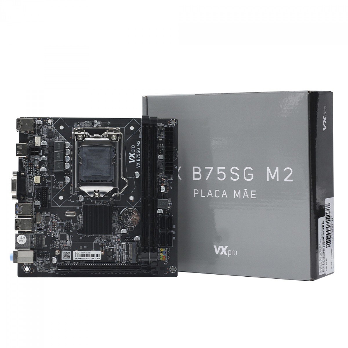 Placa Mãe VXpro VX B75SG M2, Chipset B75, Intel LGA 1155, Mini ITX, DDR3