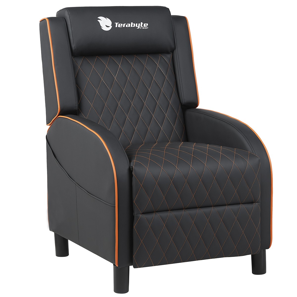 Poltrona Gamer Terabyte Hydra, Reclinável, Couro Sintético, Preta e Laranja, TR-PT-HYRBOF