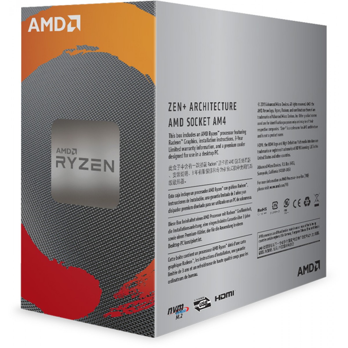 Processador AMD Ryzen 3 3200G 3.6GHz (4.0GHz Turbo), 4-Cores 4-Threads, Cooler Wraith Stealth, AM4 - Open Box