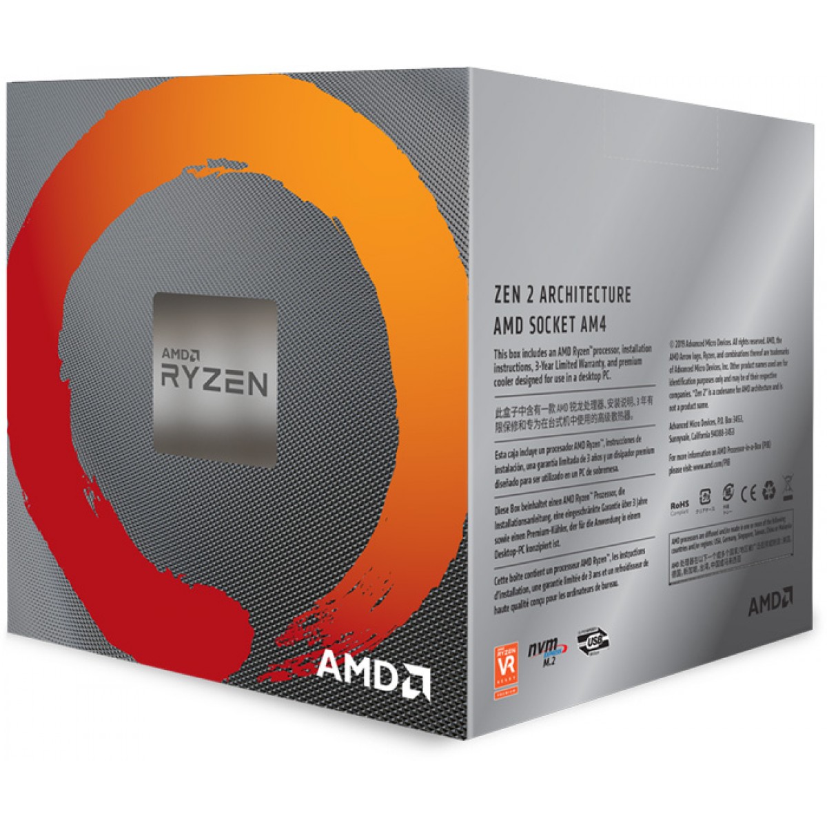 Processador AMD Ryzen 7 3700X 3.6GHz (4.4ghz Turbo), 8-cores 16-threads, Cooler Wraith Prism RGB, S/ Video