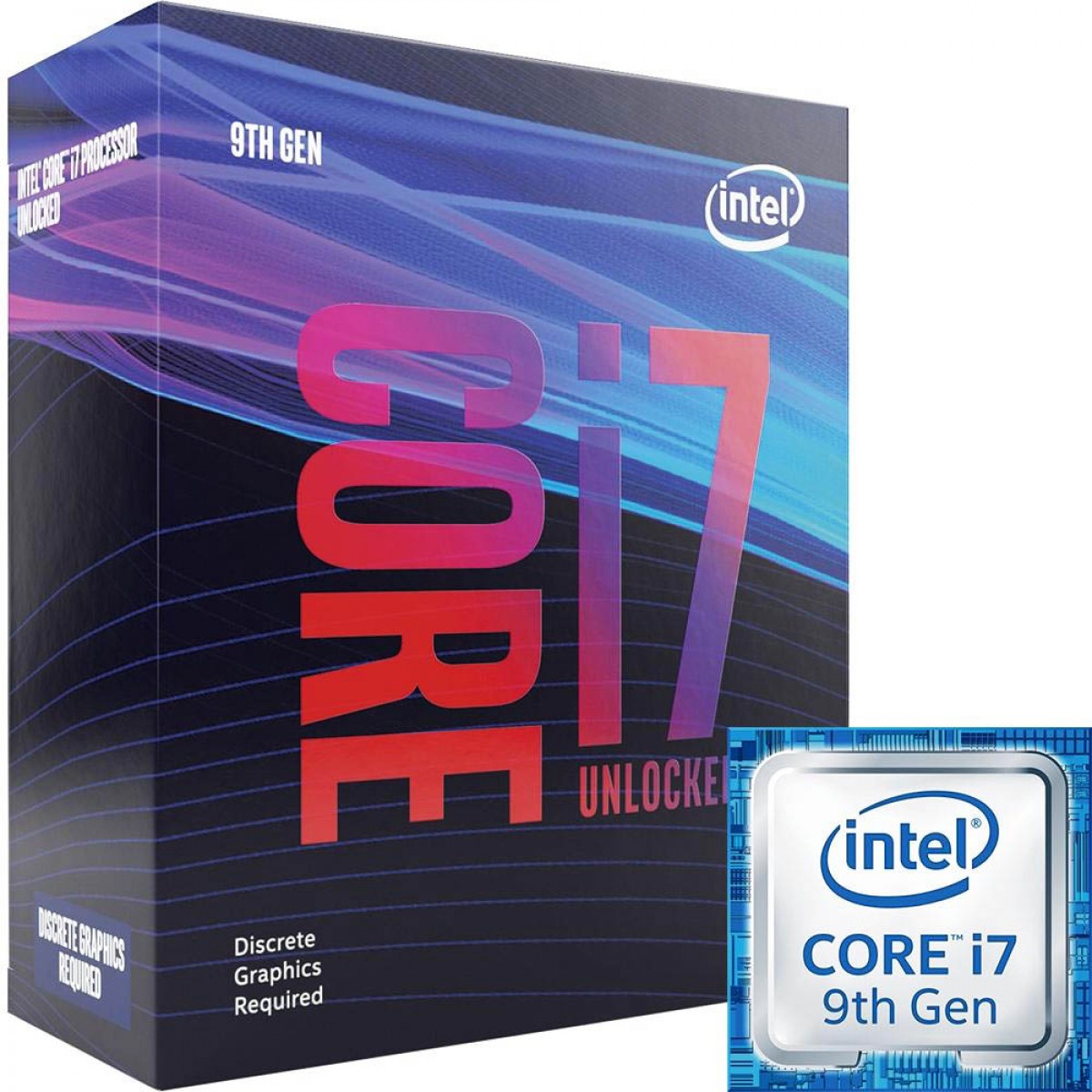 Processador Intel Core i7 9700KF 3.60GHz (4.90GHz Max Turbo), 9ª Geração, 8-Core 8-Thread, LGA 1151, BX80684I79700KF, S/VÍDEO