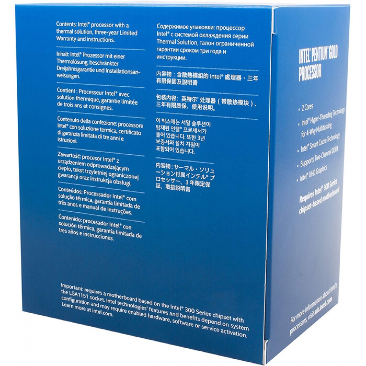 Processador Intel Pentium Gold G5400 3.7GHz, 8ª Geração, 2-Core 4-Thread, LGA 1151