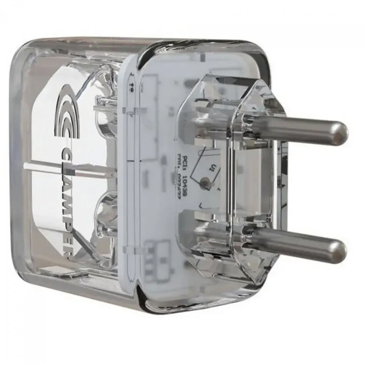 Protetor CLAMPER Pocket LCF, 2 Pinos, 20 Amperes, Bivolt, Transparente