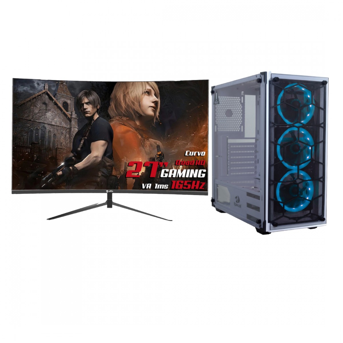 Setup Gamer Odisseia AMD Ryzen 5 5600GT, Memória 16GB DDR4, SSD 240GB , Monitor 27 Pol, Curvo, Quad HD, 1ms, 165Hz
